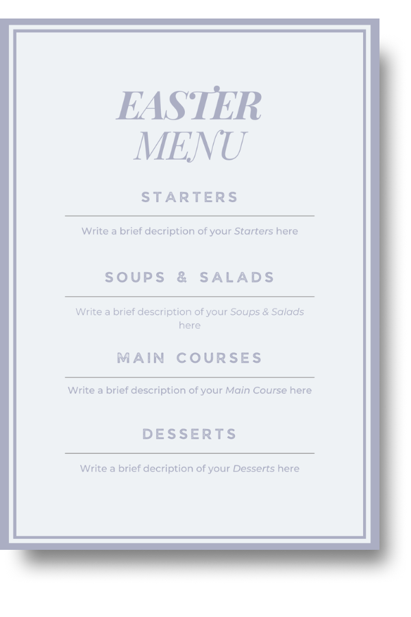 blank easter menu template
