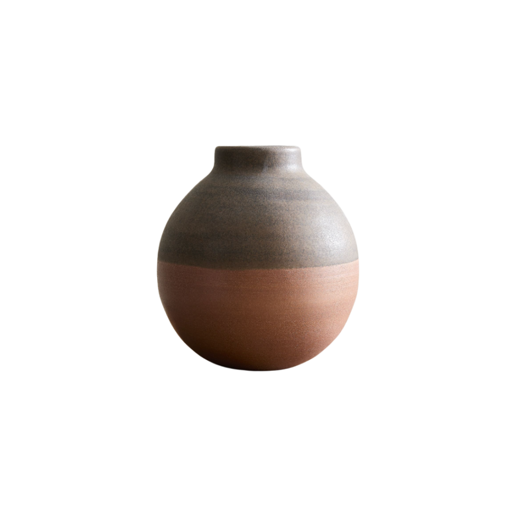 neutral vase with artificial flowers